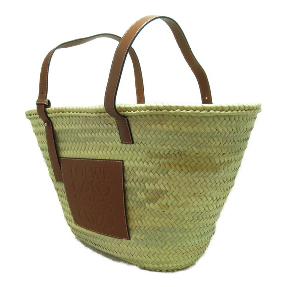 Loewe Handbags - Loewe Palm Tan Calf Basket Shoulder Natural Bag Leaf Brown